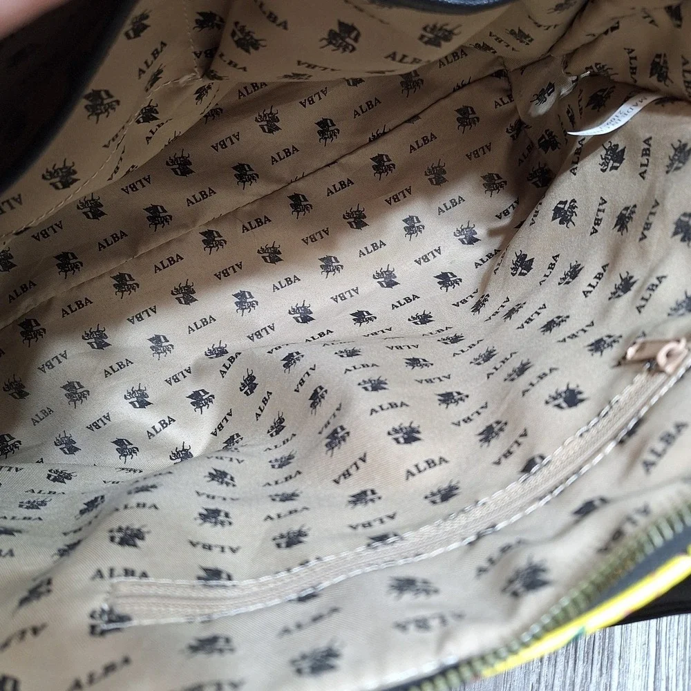 Alba Graffiti Print Dome Satchel Bag Multicolor Bee Emblem Web Stripe Street Art